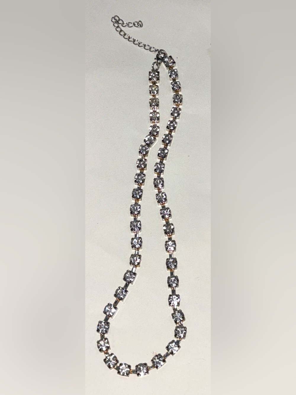 Silver Rhinestone Crystal Tennis Necklace